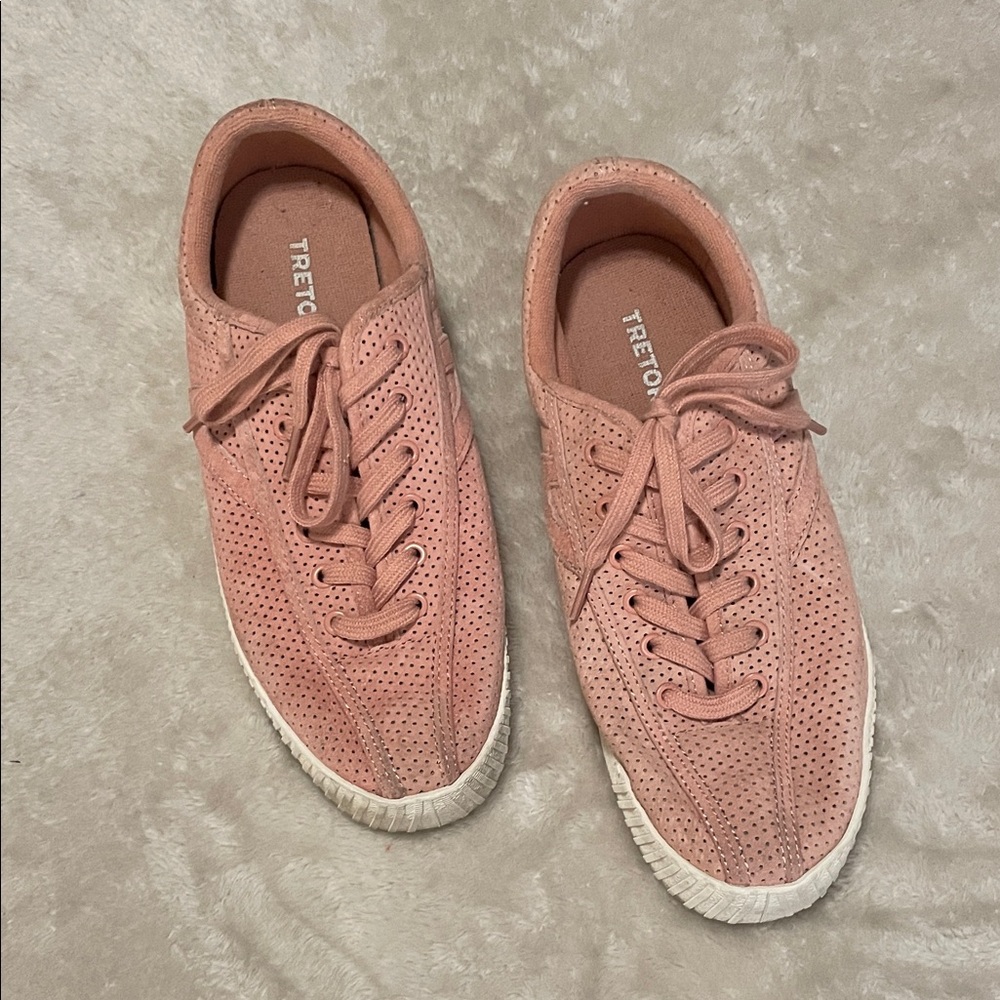 Tretorn pink suede sneakers, size 8.5, great condition